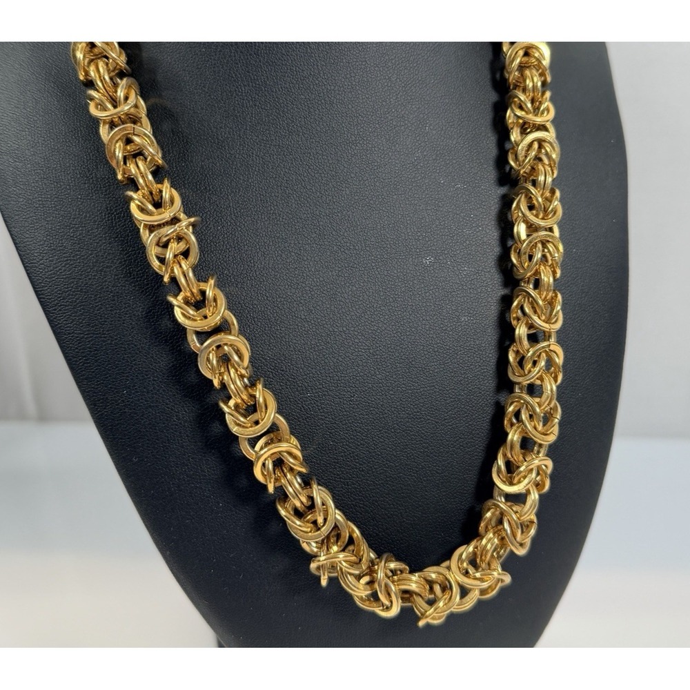 Vintage Pierre Cardin Necklace Byzantine Chain Gold Tone Etruscan 20" 143g